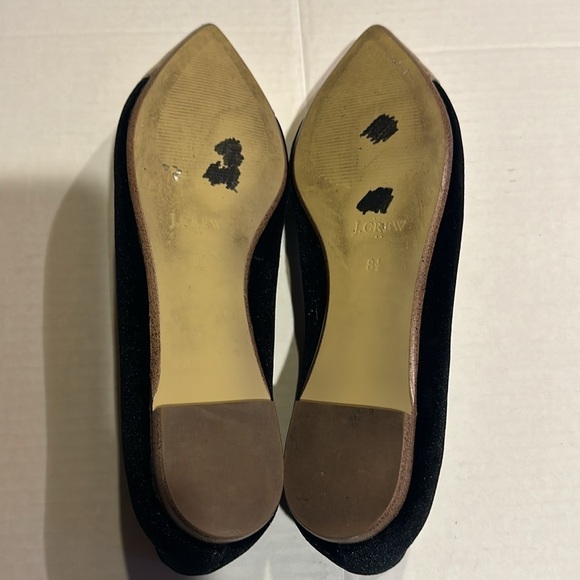 J Crew Amelia velvet cap gold toe flats black velvet pointy shoes size 8 1/2 - Picture 7 of 10